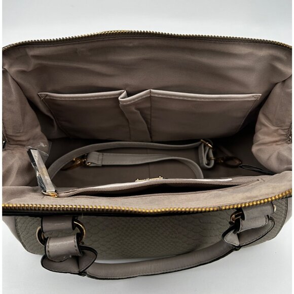 Aldo Satchel Bag Women’s Taupe Beige Faux Leather Croc Embossed NWOT Work Bag - Picture 11 of 11